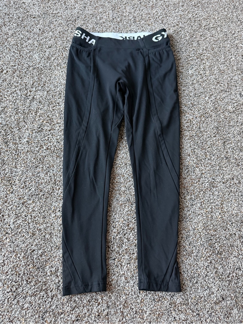Gymshark Black Leggings Medium Logo Waistband Mesh Panel Workout Pants